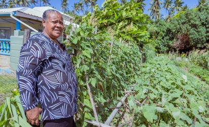 Vai Mafi on the OP Site with her Garden Block. Photo: Morgan P