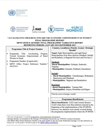 Front cover of Nepal Final Report