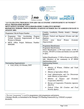 Front cover of Ethiopia Final Report
